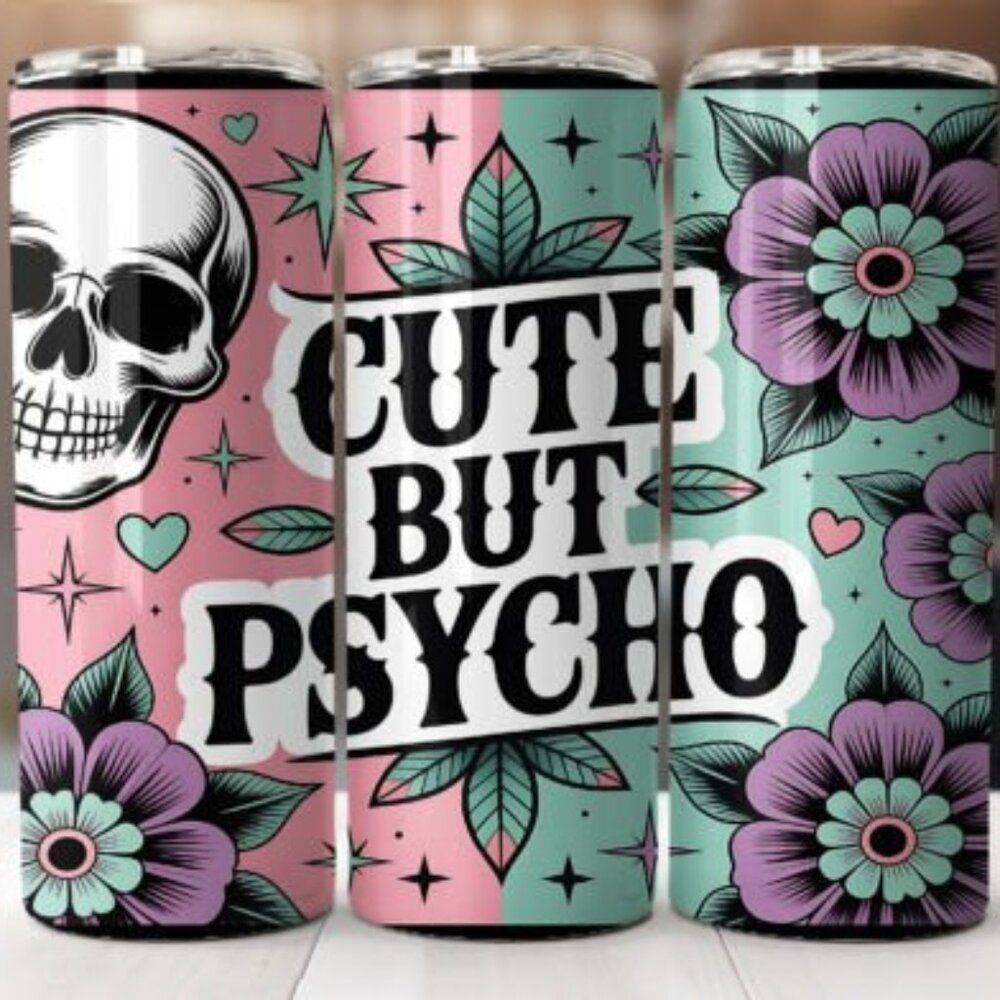 Funny Themed 20oz Sublimated Stainless Steel Tumbler with Lid & Straw